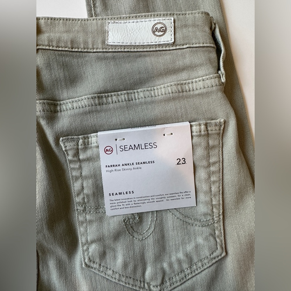 New AG JEANS Farrah High-Rise Skinny Ankle Women's 23x28 Sulfur Agave Seamless - Picture 4 of 5